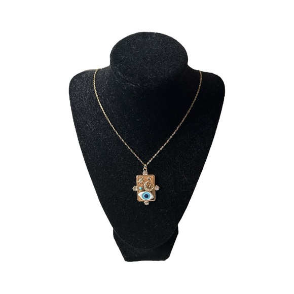 Handcrafted 24K Gold Plated Evil Eye Pendant Necklace - Picture 2 of 2